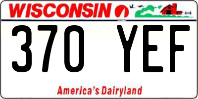 WI license plate 370YEF