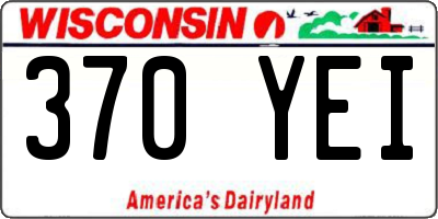 WI license plate 370YEI