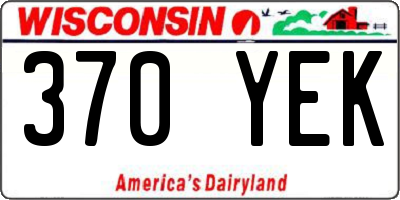 WI license plate 370YEK