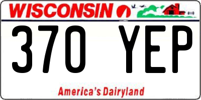 WI license plate 370YEP