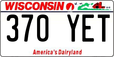 WI license plate 370YET