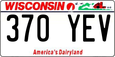 WI license plate 370YEV