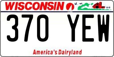 WI license plate 370YEW
