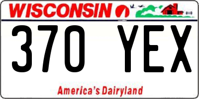 WI license plate 370YEX