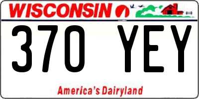 WI license plate 370YEY