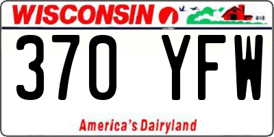 WI license plate 370YFW