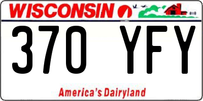 WI license plate 370YFY