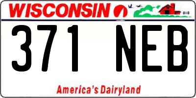 WI license plate 371NEB