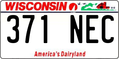 WI license plate 371NEC