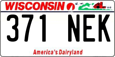 WI license plate 371NEK