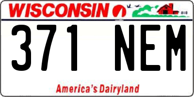 WI license plate 371NEM