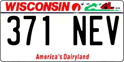 WI license plate 371NEV