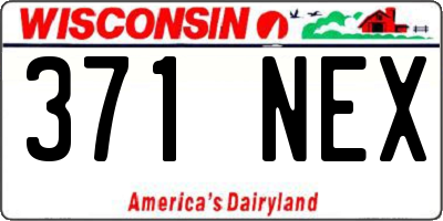 WI license plate 371NEX