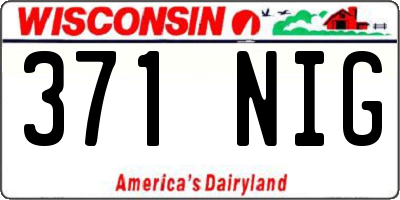 WI license plate 371NIG