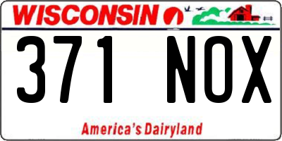 WI license plate 371NOX
