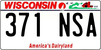 WI license plate 371NSA