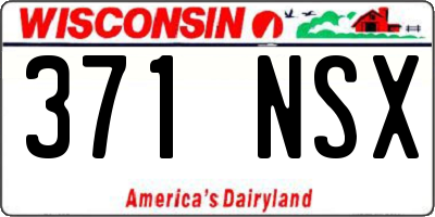 WI license plate 371NSX