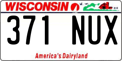 WI license plate 371NUX