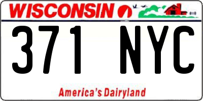 WI license plate 371NYC
