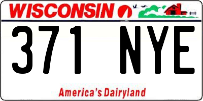 WI license plate 371NYE
