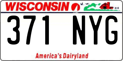 WI license plate 371NYG