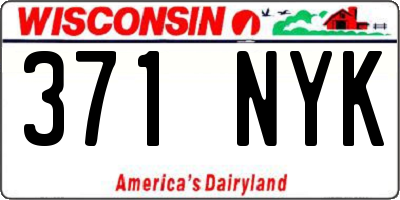 WI license plate 371NYK