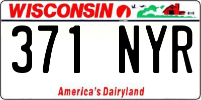 WI license plate 371NYR