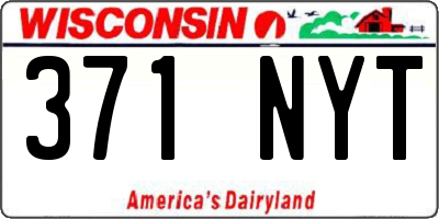 WI license plate 371NYT