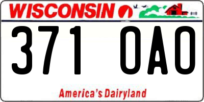 WI license plate 371OAO