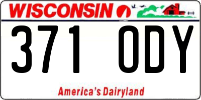 WI license plate 371ODY