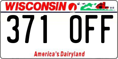 WI license plate 371OFF