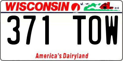 WI license plate 371TOW