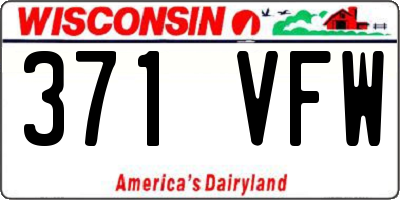 WI license plate 371VFW