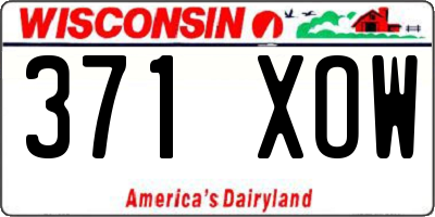 WI license plate 371XOW