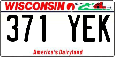 WI license plate 371YEK