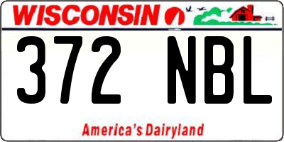 WI license plate 372NBL