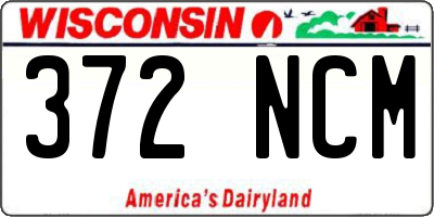 WI license plate 372NCM