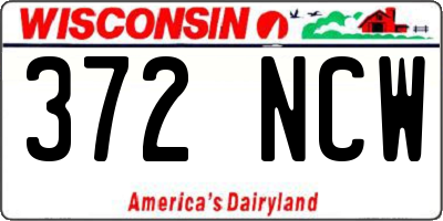 WI license plate 372NCW