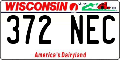 WI license plate 372NEC