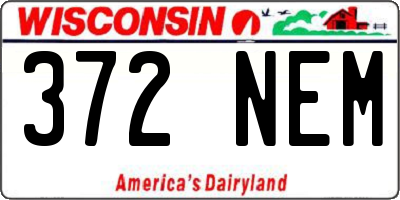 WI license plate 372NEM