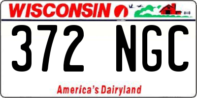 WI license plate 372NGC