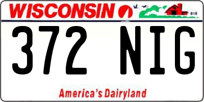 WI license plate 372NIG