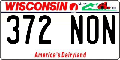 WI license plate 372NON