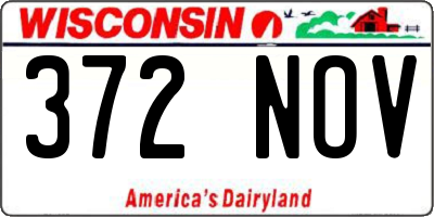 WI license plate 372NOV