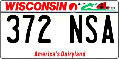 WI license plate 372NSA