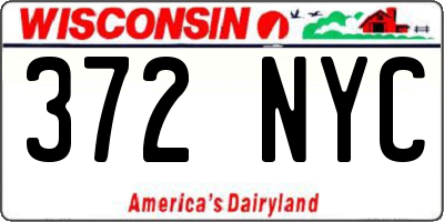 WI license plate 372NYC