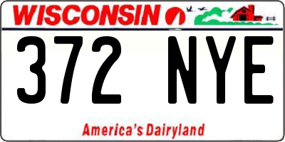WI license plate 372NYE
