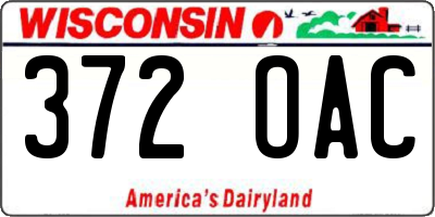 WI license plate 372OAC