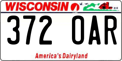WI license plate 372OAR