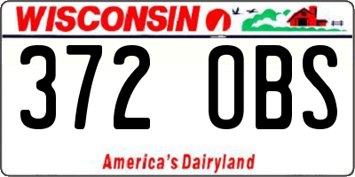 WI license plate 372OBS